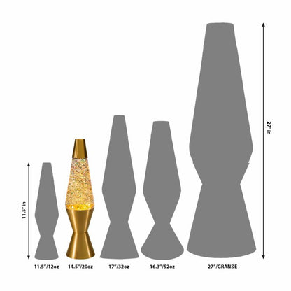 14.5″ LAVA Lamp Rainbow Glitter – Clear/Gold