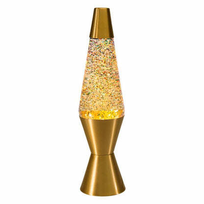 14.5″ LAVA Lamp Rainbow Glitter – Clear/Gold